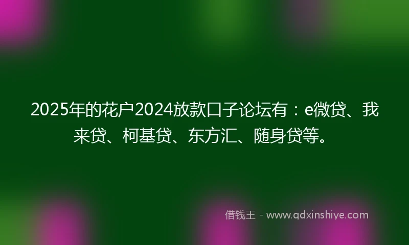 2025年的花户2024放款口子论坛有：e微贷、我来贷、柯基贷、东方汇、随身贷等。