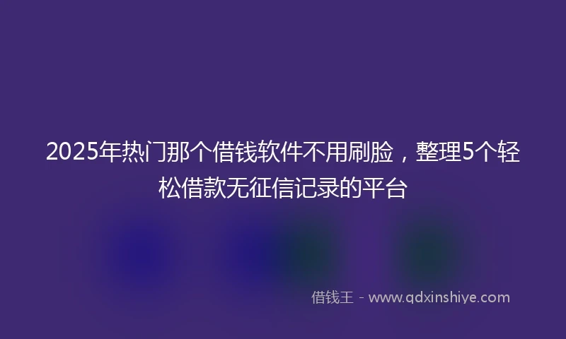 2025年热门那个借钱软件不用刷脸，整理5个轻松借款无征信记录的平台