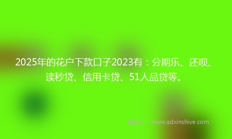 2025年的花户下款口子2023有：分期乐、还呗、读秒贷、信用卡贷、51人品贷等。