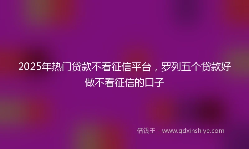 2025年热门贷款不看征信平台，罗列五个贷款好做不看征信的口子