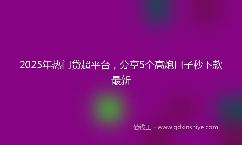 2025年热门贷超平台,分享5个高炮口子秒下款最新