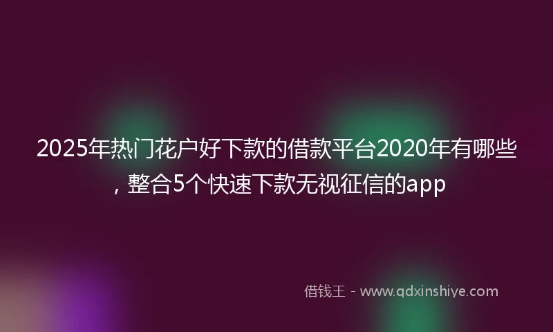 2025年热门花户好下款的借款平台2020年有哪些，整合5个快速下款无视征信的app