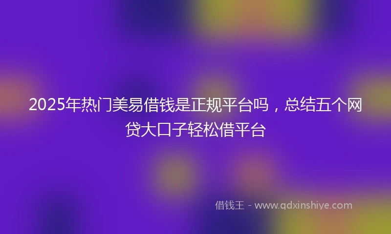 2025年热门美易借钱是正规平台吗，总结五个网贷大口子轻松借平台