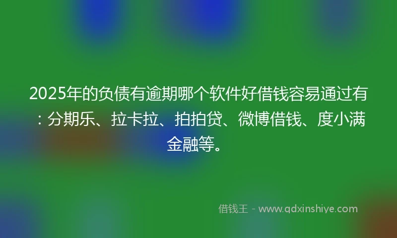 2025年的负债有逾期哪个软件好借钱容易通过有：分期乐、拉卡拉、拍拍贷、微博借钱、度小满金融等。