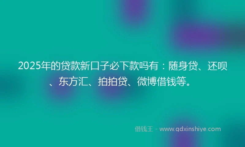 2025年的贷款新口子必下款吗有：随身贷、还呗、东方汇、拍拍贷、微博借钱等。