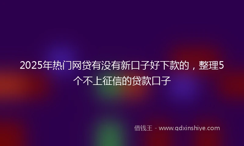 2025年热门网贷有没有新口子好下款的，整理5个不上征信的贷款口子