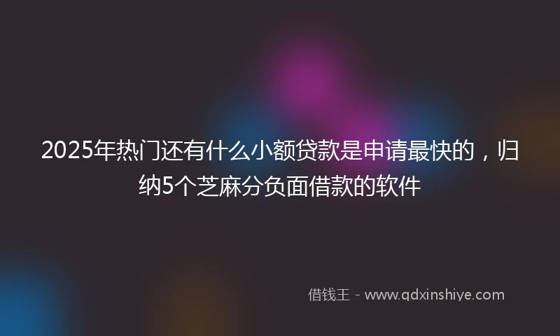 2025年热门还有什么小额贷款是申请最快的，归纳5个芝麻分负面借款的软件