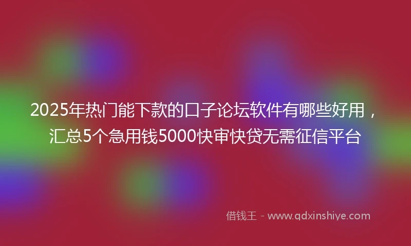 2025年热门能下款的口子论坛软件有哪些好用，汇总5个急用钱5000快审快贷无需征信平台
