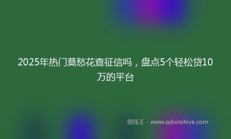 2025年热门莫愁花查征信吗，盘点5个轻松贷10万的平台