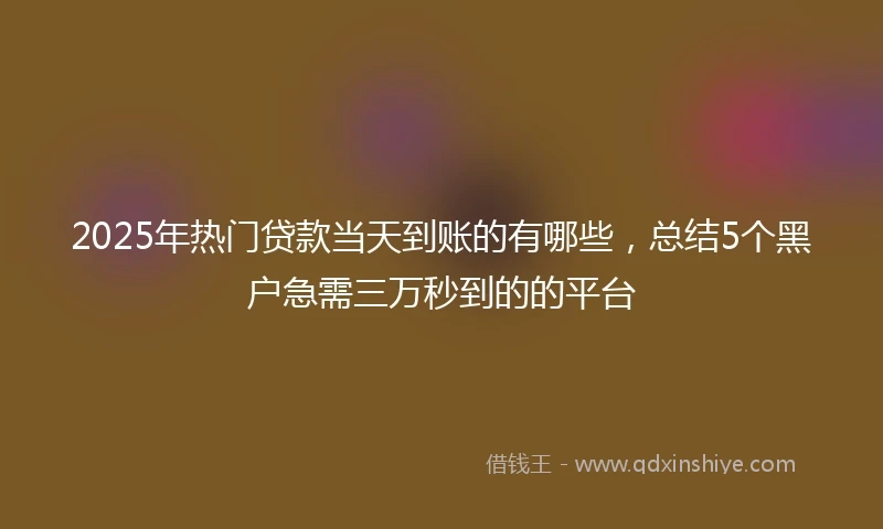 2025年热门贷款当天到账的有哪些，总结5个黑户急需三万秒到的的平台