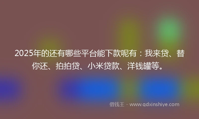 2025年的还有哪些平台能下款呢有：我来贷、替你还、拍拍贷、小米贷款、洋钱罐等。