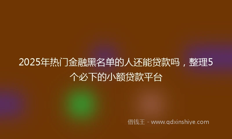 2025年热门金融黑名单的人还能贷款吗，整理5个必下的小额贷款平台