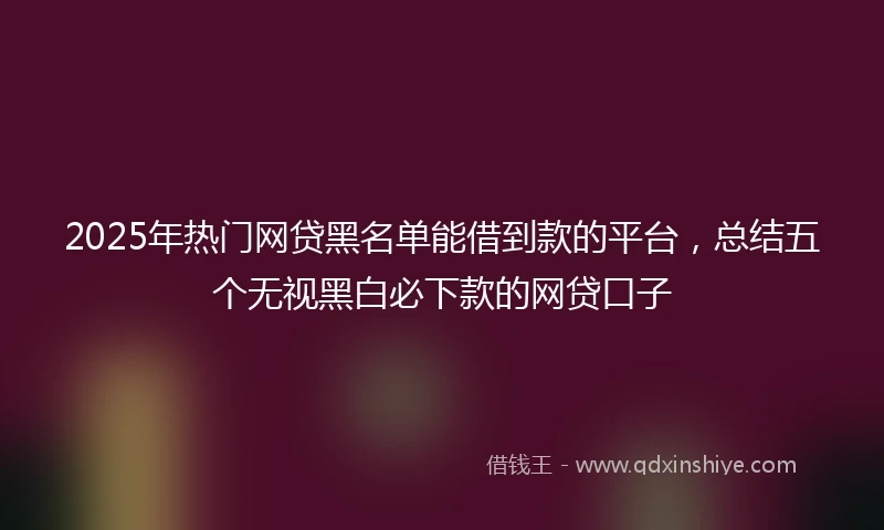 2025年热门网贷黑名单能借到款的平台，总结五个无视黑白必下款的网贷口子