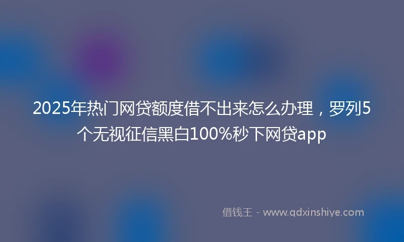 2025年热门网贷额度借不出来怎么办理，罗列5个无视征信黑白100%秒下网贷app