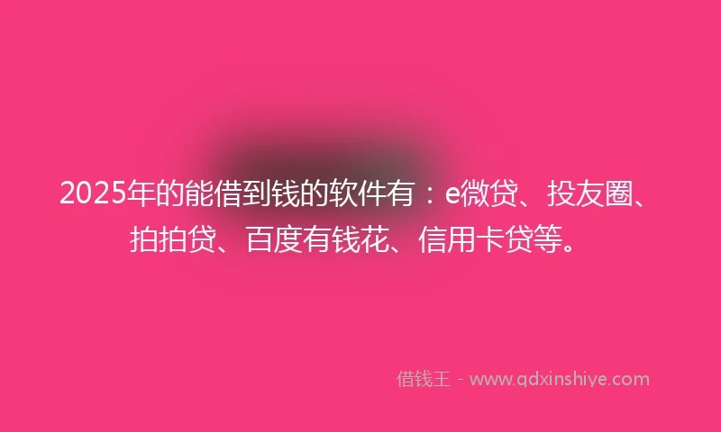 2025年的能借到钱的软件有：e微贷、投友圈、拍拍贷、百度有钱花、信用卡贷等。