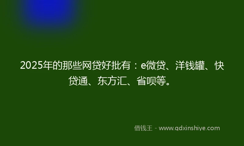 2025年的那些网贷好批有：e微贷、洋钱罐、快贷通、东方汇、省呗等。