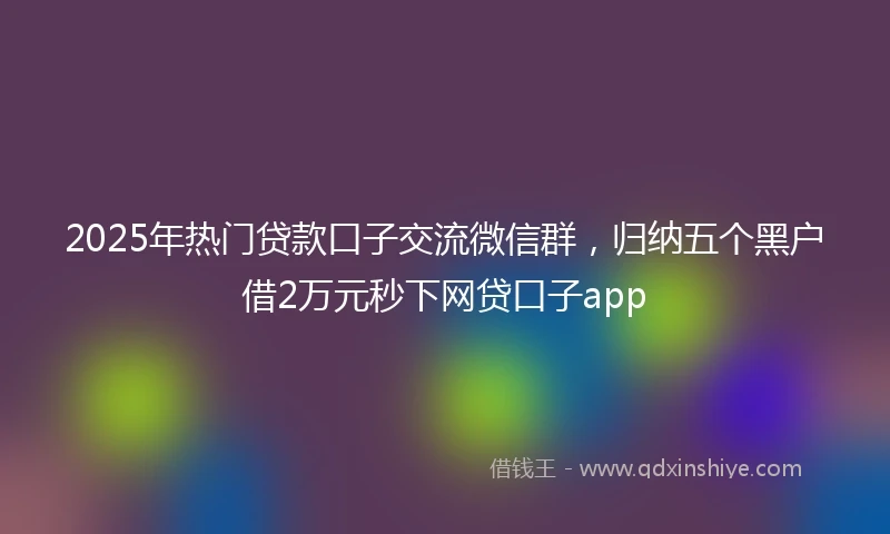 2025年热门贷款口子交流微信群，归纳五个黑户借2万元秒下网贷口子app