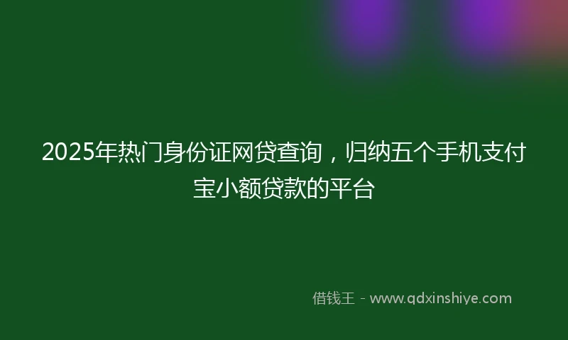 2025年热门身份证网贷查询，归纳五个手机支付宝小额贷款的平台
