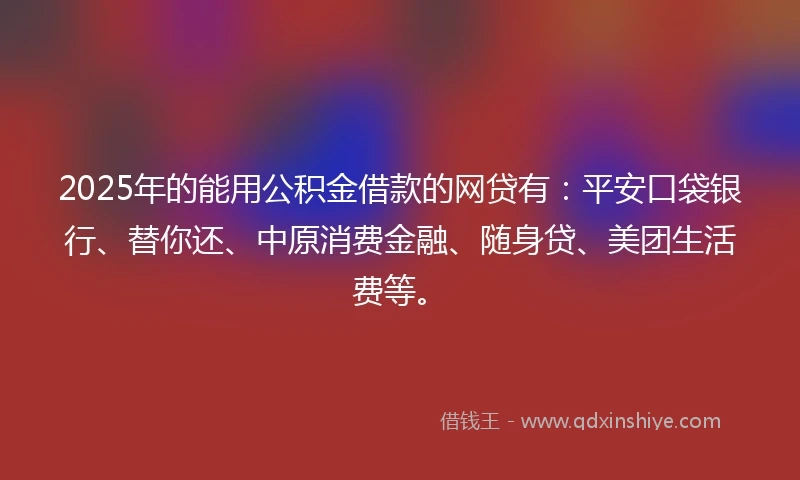 2025年的能用公积金借款的网贷有：平安口袋银行、替你还、中原消费金融、随身贷、美团生活费等。