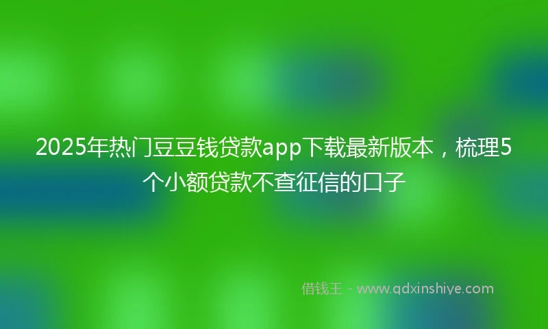 2025年热门豆豆钱贷款app下载最新版本，梳理5个小额贷款不查征信的口子