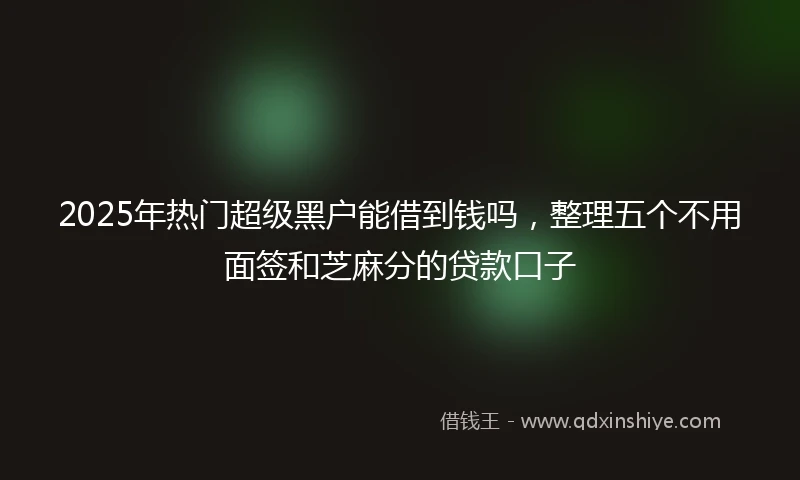 2025年热门超级黑户能借到钱吗，整理五个不用面签和芝麻分的贷款口子