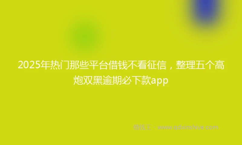 2025年热门那些平台借钱不看征信，整理五个高炮双黑逾期必下款app