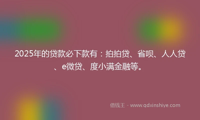 2025年的贷款必下款有：拍拍贷、省呗、人人贷、e微贷、度小满金融等。