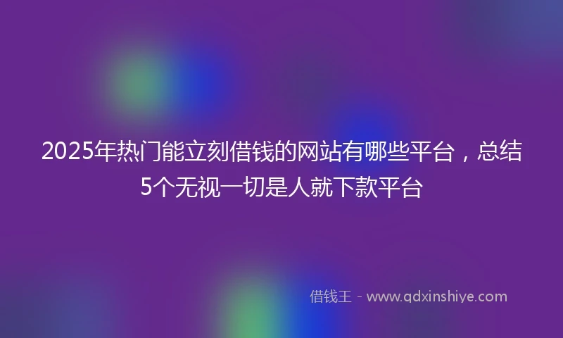 2025年热门能立刻借钱的网站有哪些平台，总结5个无视一切是人就下款平台