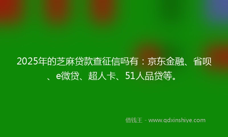 2025年的芝麻贷款查征信吗有：京东金融、省呗、e微贷、超人卡、51人品贷等。