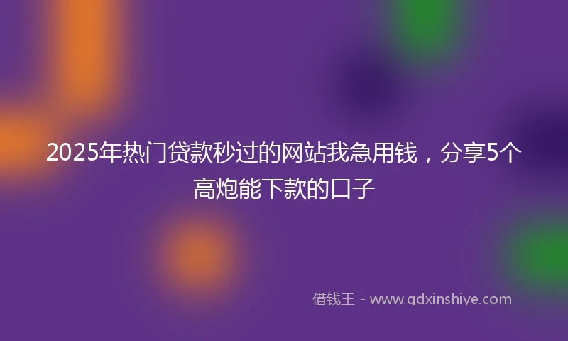 2025年热门贷款秒过的网站我急用钱，分享5个高炮能下款的口子