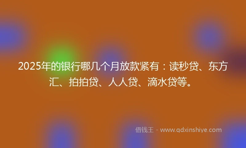 2025年的银行哪几个月放款紧有：读秒贷、东方汇、拍拍贷、人人贷、滴水贷等。
