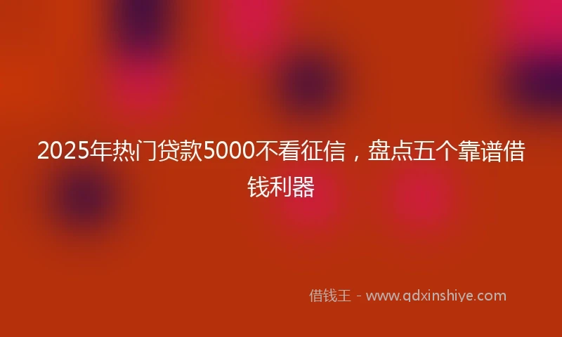 2025年热门贷款5000不看征信，盘点五个靠谱借钱利器