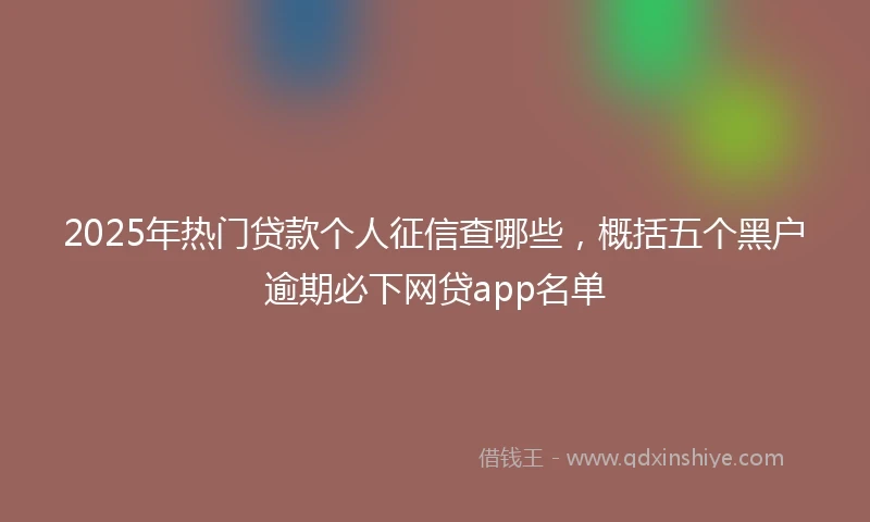 2025年热门贷款个人征信查哪些，概括五个黑户逾期必下网贷app名单