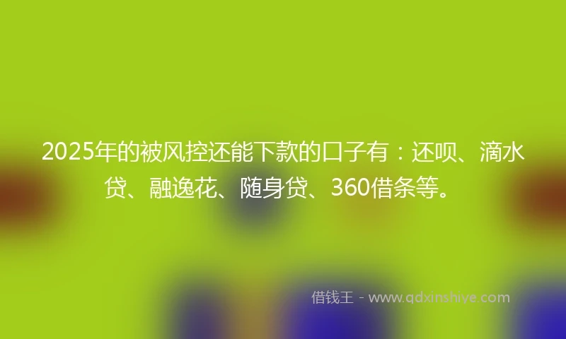 2025年的被风控还能下款的口子有：还呗、滴水贷、融逸花、随身贷、360借条等。