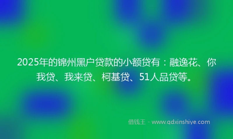 2025年的锦州黑户贷款的小额贷有：融逸花、你我贷、我来贷、柯基贷、51人品贷等。