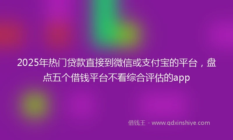 2025年热门贷款直接到微信或支付宝的平台，盘点五个借钱平台不看综合评估的app