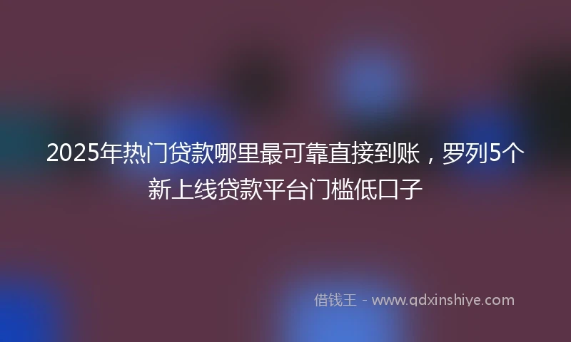 2025年热门贷款哪里最可靠直接到账，罗列5个新上线贷款平台门槛低口子