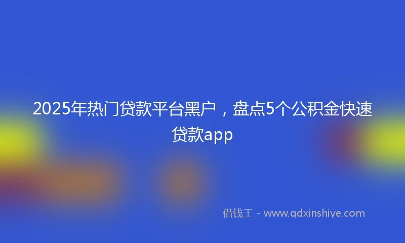 2025年热门贷款平台黑户，盘点5个公积金快速贷款app