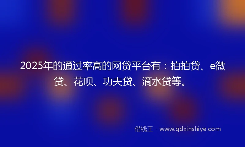 2025年的通过率高的网贷平台有：拍拍贷、e微贷、花呗、功夫贷、滴水贷等。