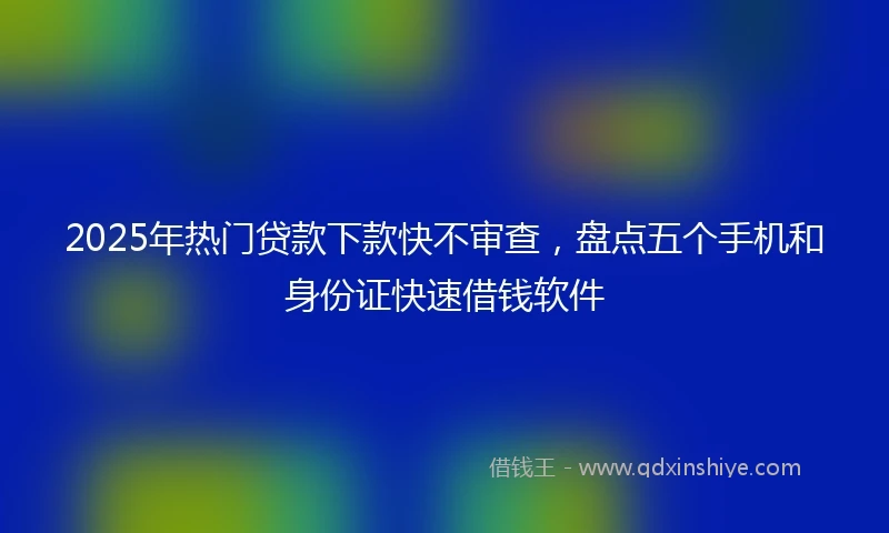 2025年热门贷款下款快不审查，盘点五个手机和身份证快速借钱软件