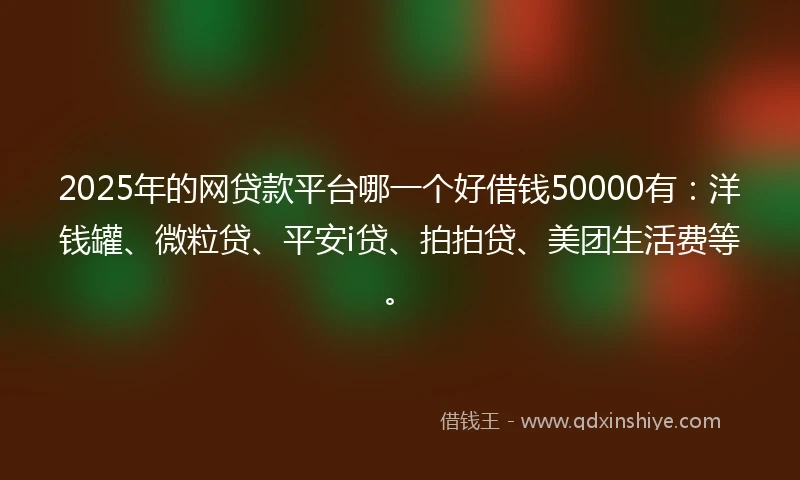 2025年的网贷款平台哪一个好借钱50000有：洋钱罐、微粒贷、平安i贷、拍拍贷、美团生活费等。