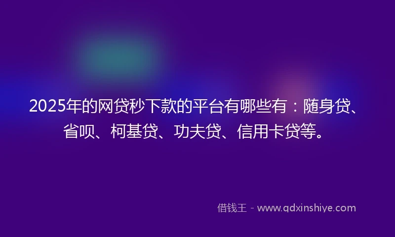 2025年的网贷秒下款的平台有哪些有：随身贷、省呗、柯基贷、功夫贷、信用卡贷等。