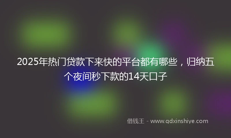 2025年热门贷款下来快的平台都有哪些，归纳五个夜间秒下款的14天口子