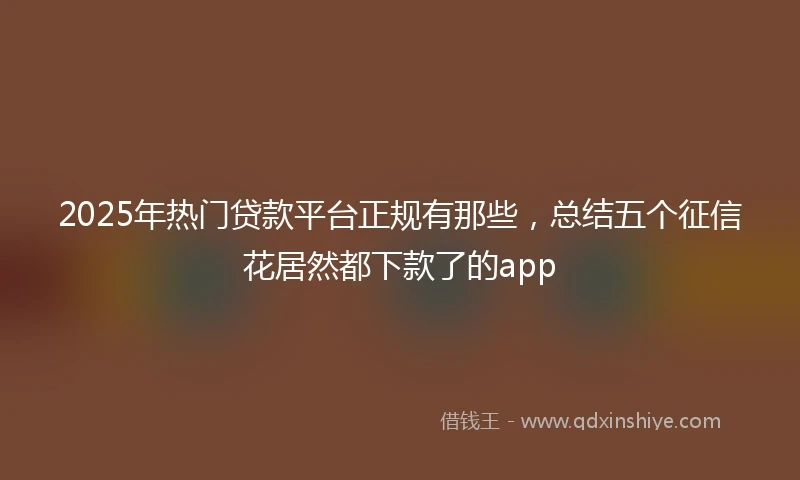 2025年热门贷款平台正规有那些，总结五个征信花居然都下款了的app