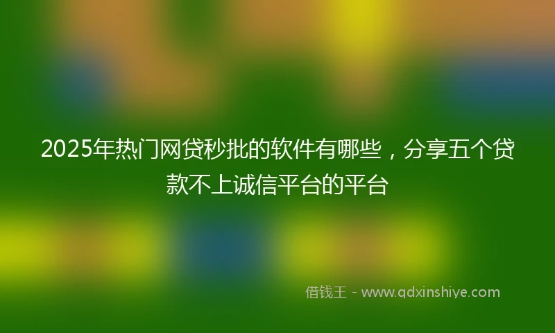 2025年热门网贷秒批的软件有哪些，分享五个贷款不上诚信平台的平台