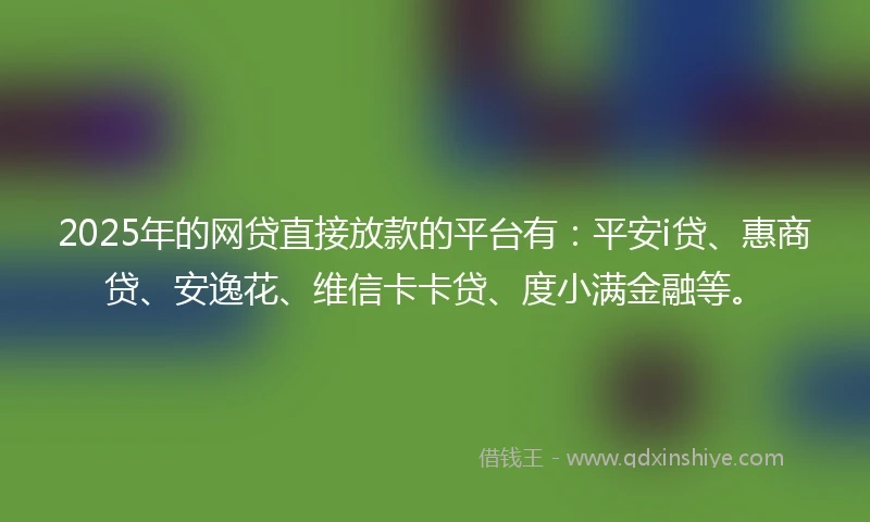 2025年的网贷直接放款的平台有：平安i贷、惠商贷、安逸花、维信卡卡贷、度小满金融等。