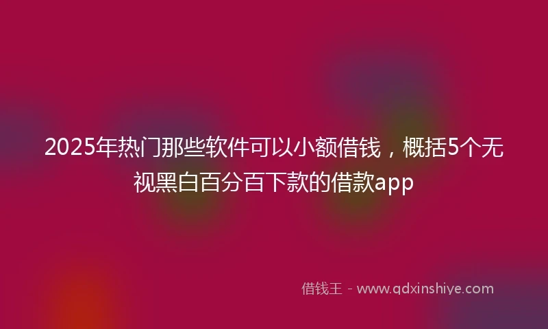 2025年热门那些软件可以小额借钱，概括5个无视黑白百分百下款的借款app