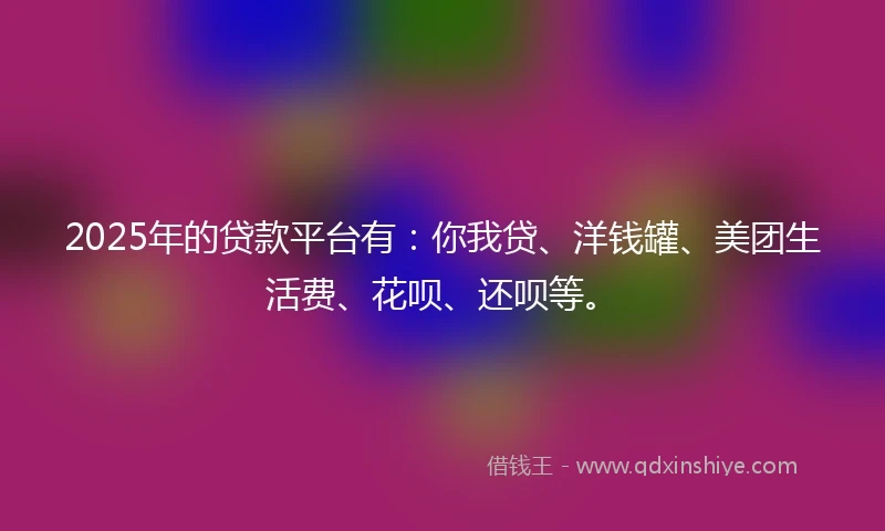 2025年的贷款平台有：你我贷、洋钱罐、美团生活费、花呗、还呗等。