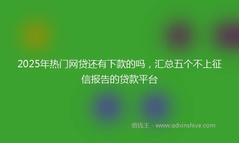 2025年热门网贷还有下款的吗，汇总五个不上征信报告的贷款平台