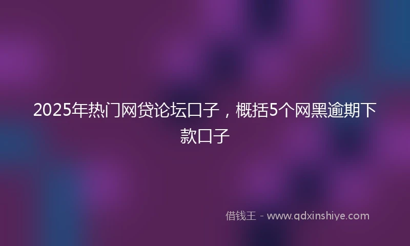 2025年热门网贷论坛口子，概括5个网黑逾期下款口子